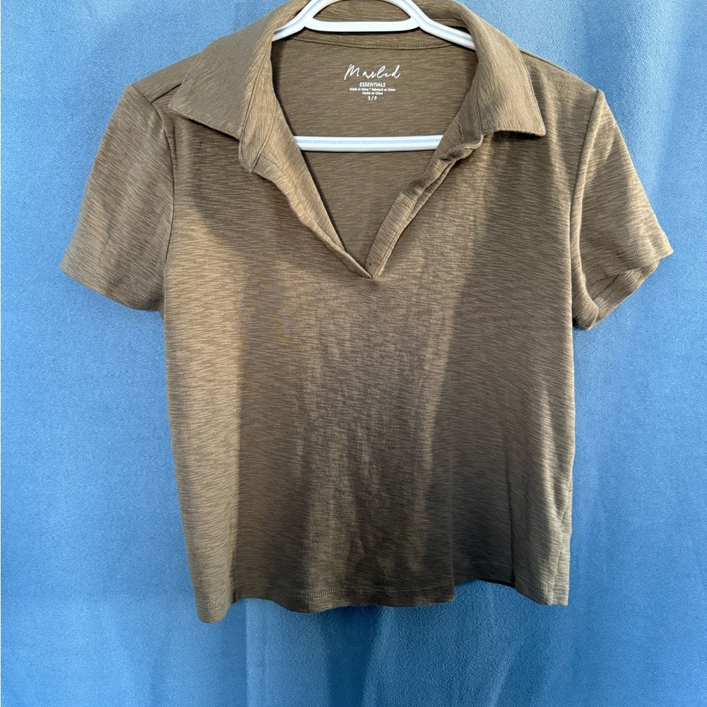 Marled Women's Brown Collared Top